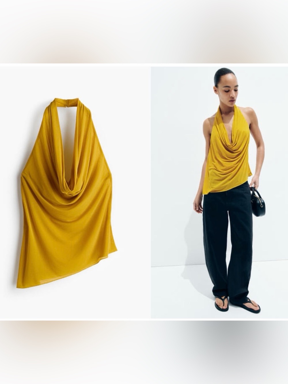 H&Medium Asymmetric Halterneck Top in Yellow Size Medium NWT